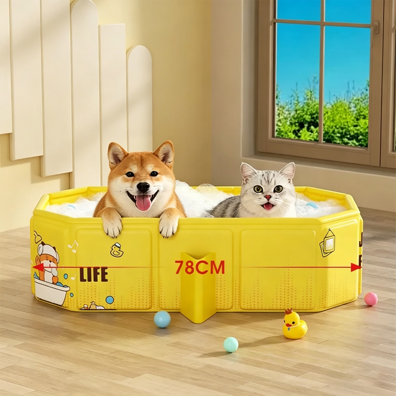 ペット用 折りたたみバスタブ 犬用 猫用 約78×45×30cm 小型犬 ペット