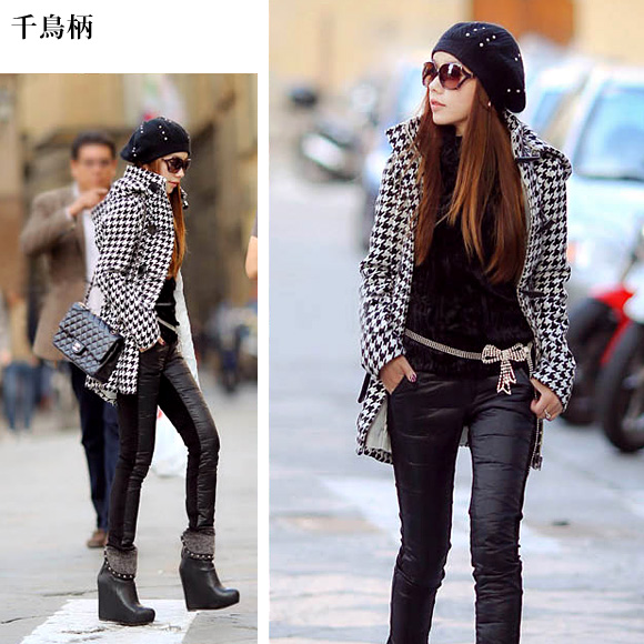 レディース ダッフル コート ミディアム丈 ウール フード付き 千鳥柄 羽織 防寒 着痩せ 秋冬 ch1600 |  | 01