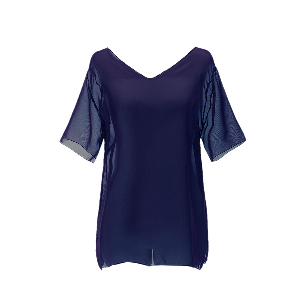 レディース トップス シフォン カットソー  2way クルーネック Vネック 半袖 八分袖 カラフル おしゃれ かわいい きれいめ 春夏 ch1890 |  | 06