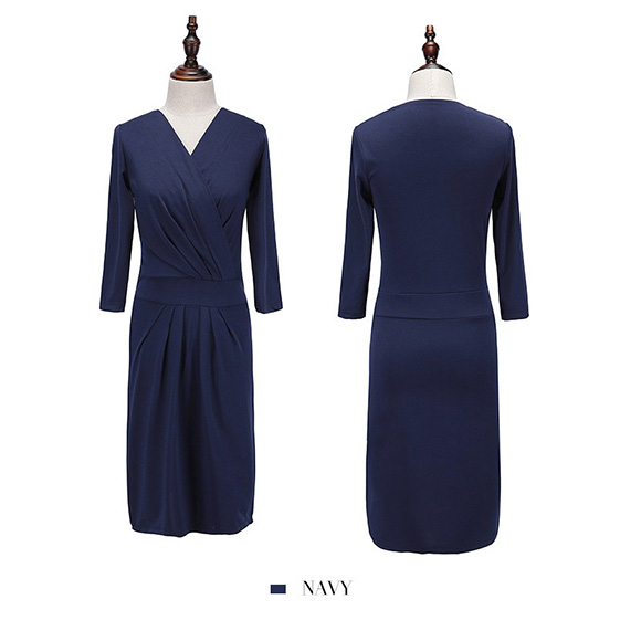 レディース ワンピース カシュクールワンピース 七分袖 パーティドレス SEXY ボディコンシャス 着痩せ スリム フォーマル 春夏秋 ch1907 |  | 02