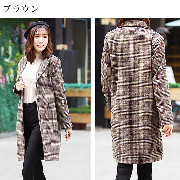 レディース チェスターコート ウールコート ロングコート ジャケット テーラード コート チェック柄 秋冬 暖かい 柔らかい トレンチ ch1921 |  | 02