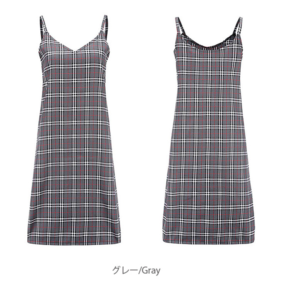 チェックワンピース 春夏秋 レディース キャミソールワンピース ミニ丈　2WAY チェック柄 学院風 きれいめ イベント ch1933 |  | 02