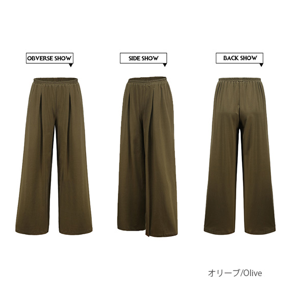 レディース ワイドパンツ ガウチョパンツ ロングパンツ ゆるパン スカンツ 無地 ウエストゴム 部屋着 ルームウェア 春夏秋 無地 ch1951 |  | 04