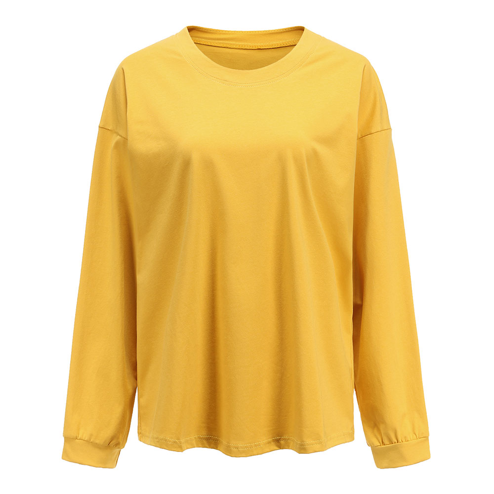 レディース トップス 長袖 クルーネック ロングTシャツ ラウンドネック スリット 無地 シンプル ゆったり 春夏秋冬 ch1963 |  | 03