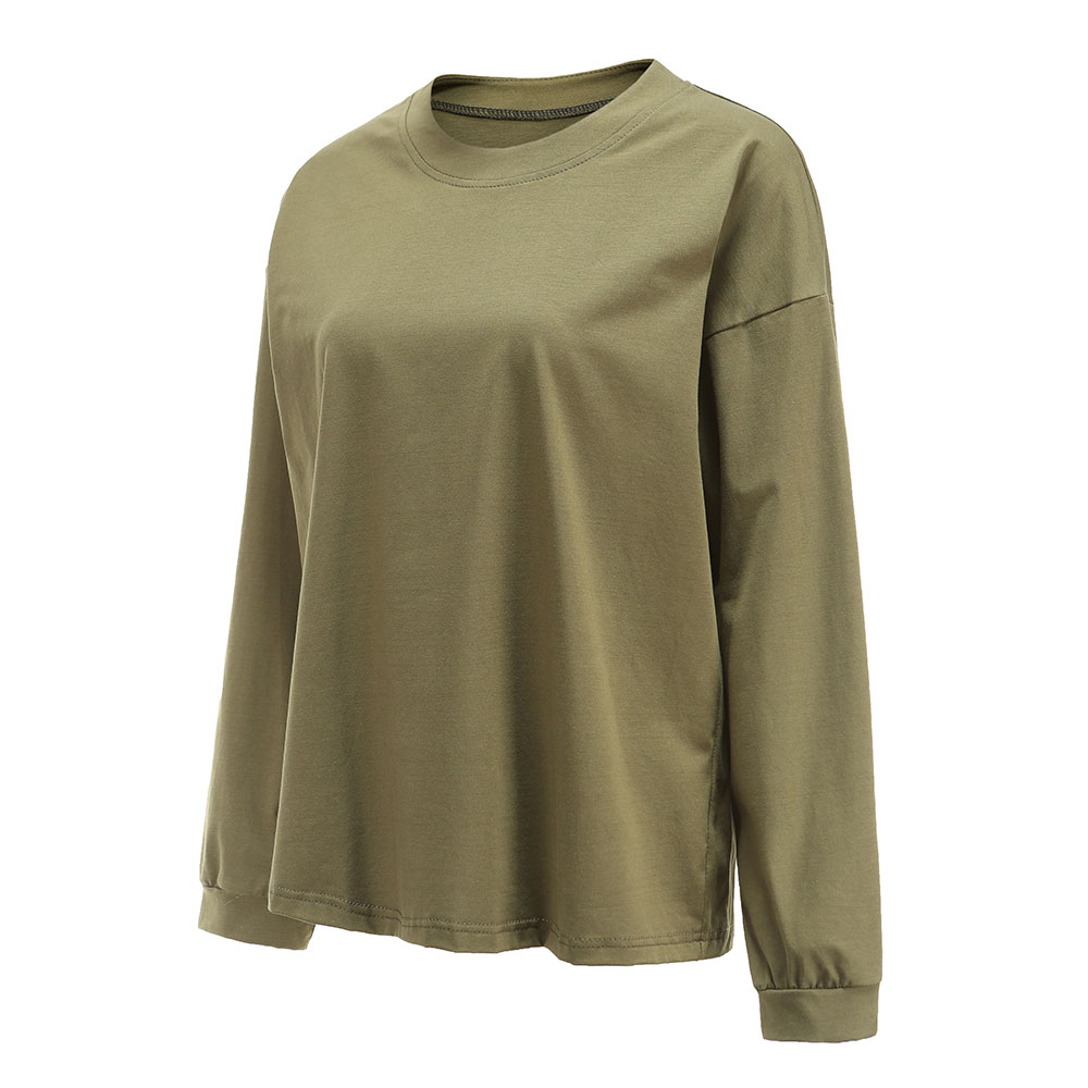 レディース トップス 長袖 クルーネック ロングTシャツ ラウンドネック スリット 無地 シンプル ゆったり 春夏秋冬 ch1963 |  | 05