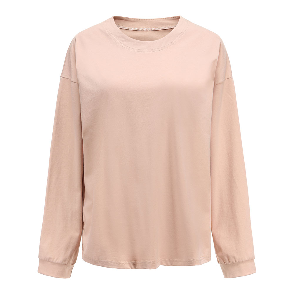 レディース トップス 長袖 クルーネック ロングTシャツ ラウンドネック スリット 無地 シンプル ゆったり 春夏秋冬 ch1963 |  | 04