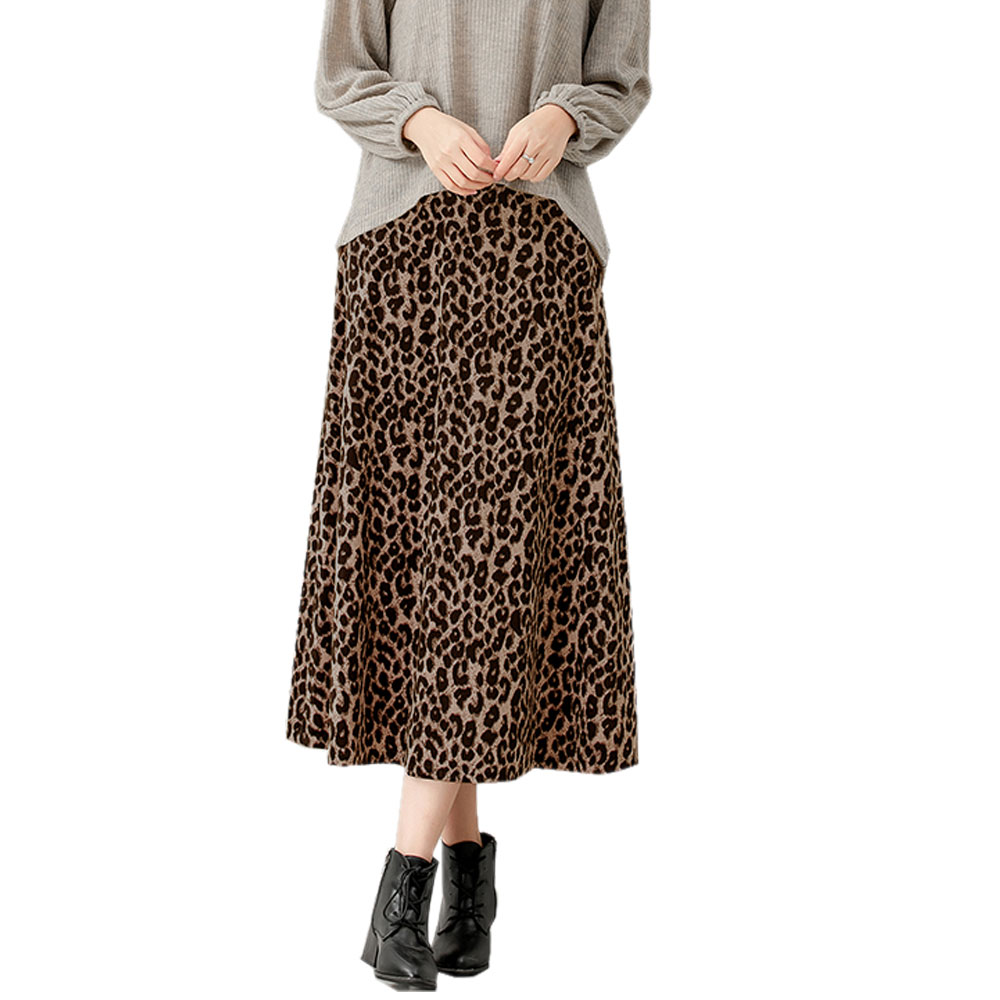 フレアスカート ヒョウ柄 ミモレ丈 スカート 柄スカート レディース ロング ウエスト ゴム おしゃれ かわいい　春夏秋冬 ch1968 |  | 02