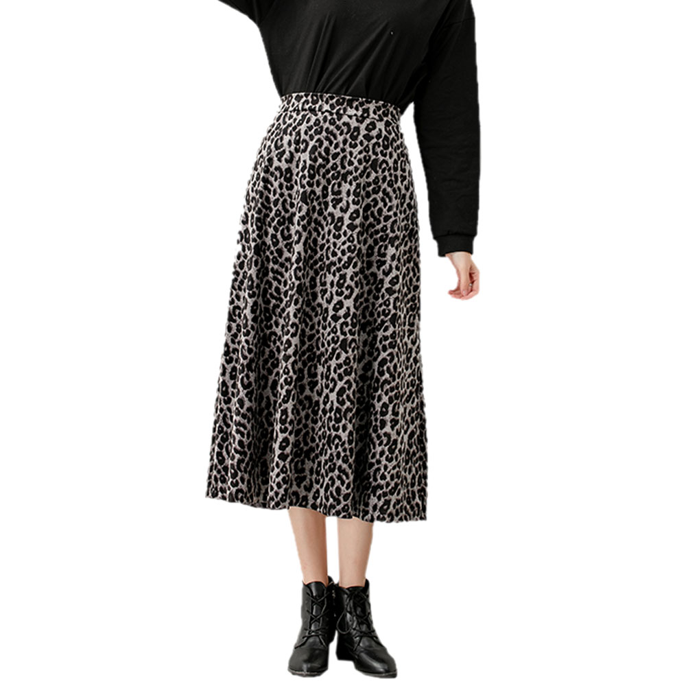 フレアスカート ヒョウ柄 ミモレ丈 スカート 柄スカート レディース ロング ウエスト ゴム おしゃれ かわいい　春夏秋冬 ch1968 |  | 01