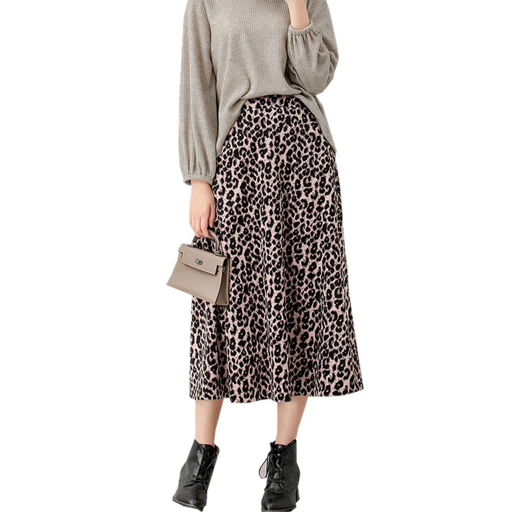 フレアスカート ヒョウ柄 ミモレ丈 スカート 柄スカート レディース ロング ウエスト ゴム おしゃれ かわいい　春夏秋冬 ch1968 |  | 03