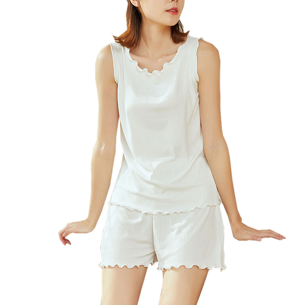 パジャマ レディース 上下セット ノースリーブ ナイトウェア ルームウェア 部屋着 無地 ショート丈 半ズボン ひんやり 涼しい ゆったり 春夏 ch1986 |  | 06