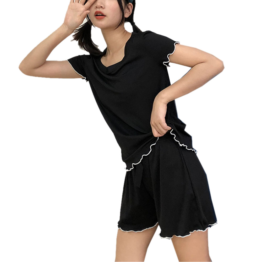 パジャマ レディース 上下セット 半袖 ナイトウェア ルームウェア 部屋着 無地 ショート丈 半ズボン ひんやり 涼しい ゆったり  大人可愛い 上品  春夏 ch1987 |  | 01