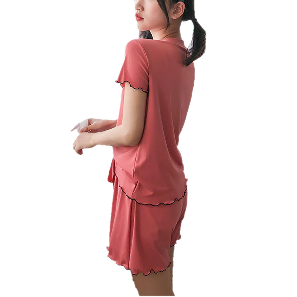 パジャマ レディース 上下セット 半袖 ナイトウェア ルームウェア 部屋着 無地 ショート丈 半ズボン ひんやり 涼しい ゆったり  大人可愛い 上品  春夏 ch1987 |  | 05