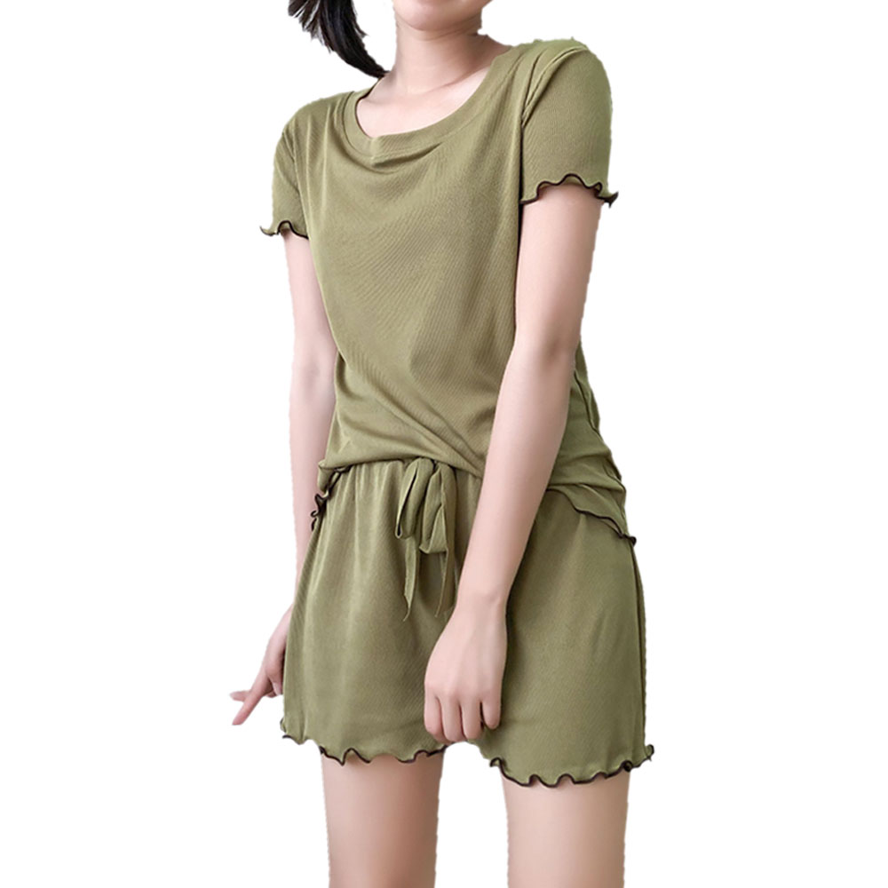 パジャマ レディース 上下セット 半袖 ナイトウェア ルームウェア 部屋着 無地 ショート丈 半ズボン ひんやり 涼しい ゆったり  大人可愛い 上品  春夏 ch1987 |  | 04