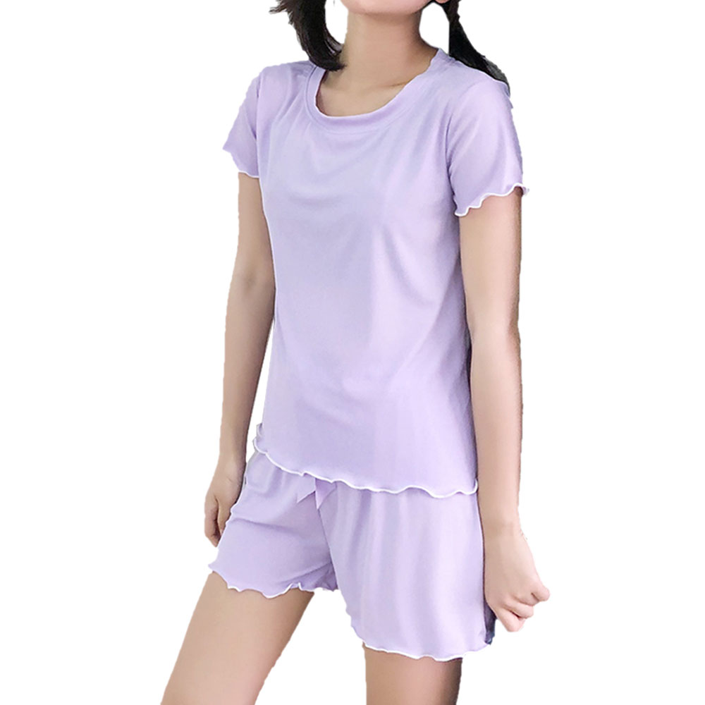 パジャマ レディース 上下セット 半袖 ナイトウェア ルームウェア 部屋着 無地 ショート丈 半ズボン ひんやり 涼しい ゆったり  大人可愛い 上品  春夏 ch1987 |  | 06