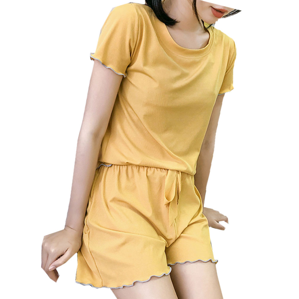 パジャマ レディース 上下セット 半袖 ナイトウェア ルームウェア 部屋着 無地 ショート丈 半ズボン ひんやり 涼しい ゆったり  大人可愛い 上品  春夏 ch1987 |  | 07