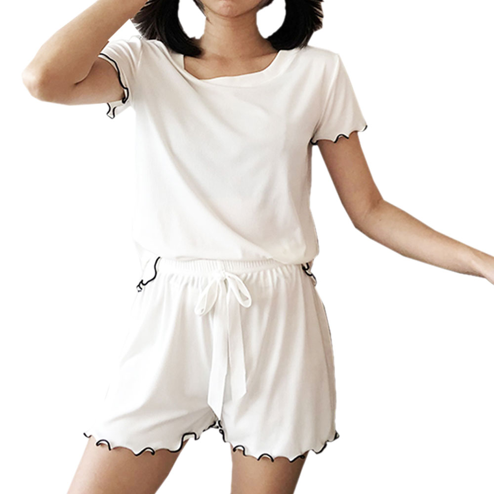 パジャマ レディース 上下セット 半袖 ナイトウェア ルームウェア 部屋着 無地 ショート丈 半ズボン ひんやり 涼しい ゆったり  大人可愛い 上品  春夏 ch1987 |  | 03