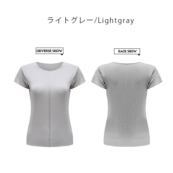 レディース Tシャツ 半袖 無地 カットソー  トップス半袖 ショート丈 春 薄手 楽ちん 夏 春夏 部屋着 ナイトウェア ルームウェア ch2007 |  | 04