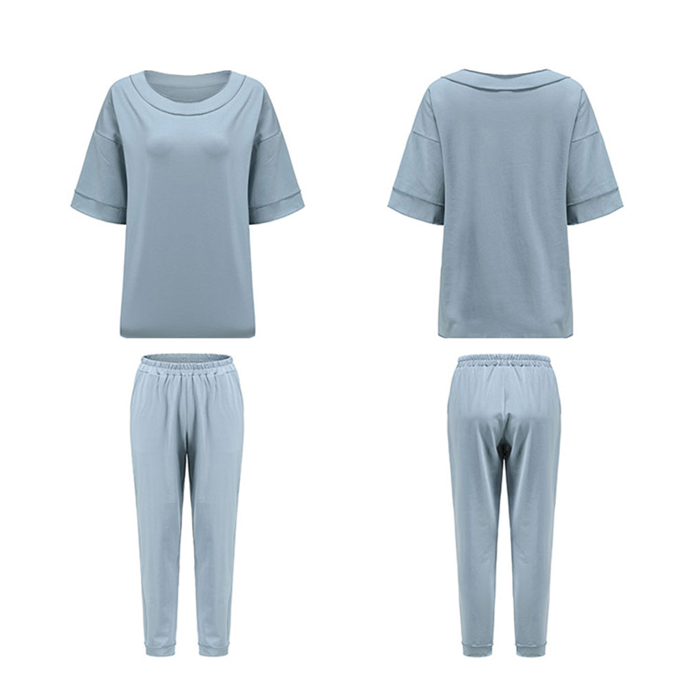 パジャマ レディース 上下セット 半袖 九分丈パンツ 部屋着 ナイトウェア 無地 リラックスパンツ 春 夏 上品ch2013 |  | 07