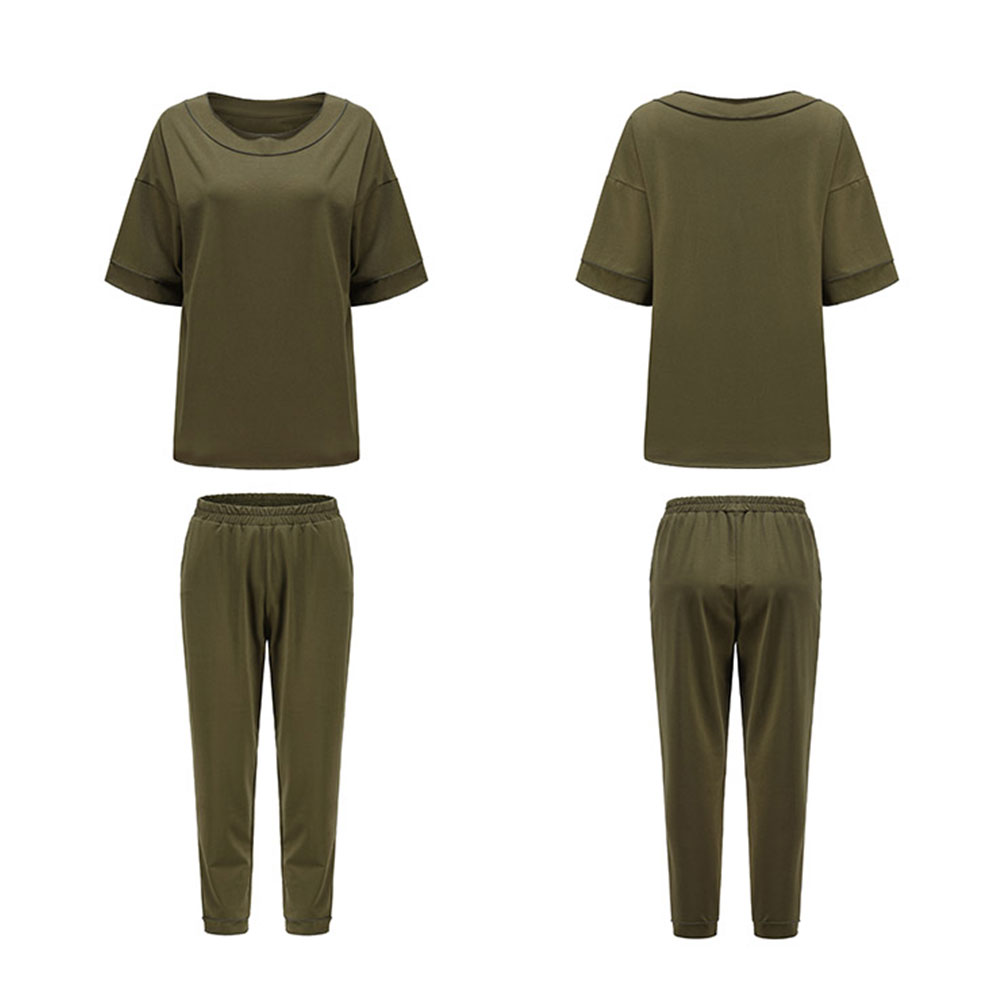 パジャマ レディース 上下セット 半袖 九分丈パンツ 部屋着 ナイトウェア 無地 リラックスパンツ 春 夏 上品ch2013 |  | 03