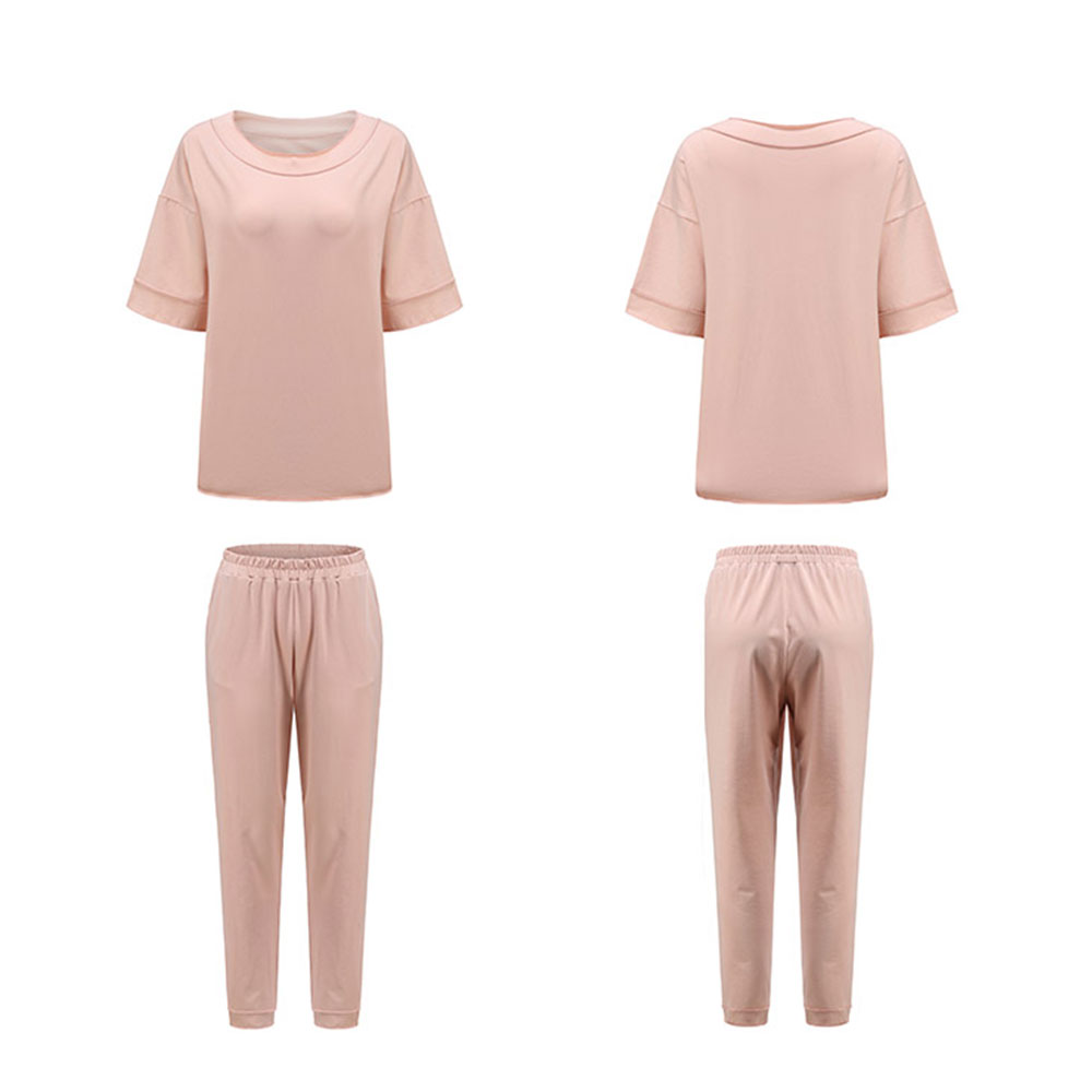 パジャマ レディース 上下セット 半袖 九分丈パンツ 部屋着 ナイトウェア 無地 リラックスパンツ 春 夏 上品ch2013 |  | 04