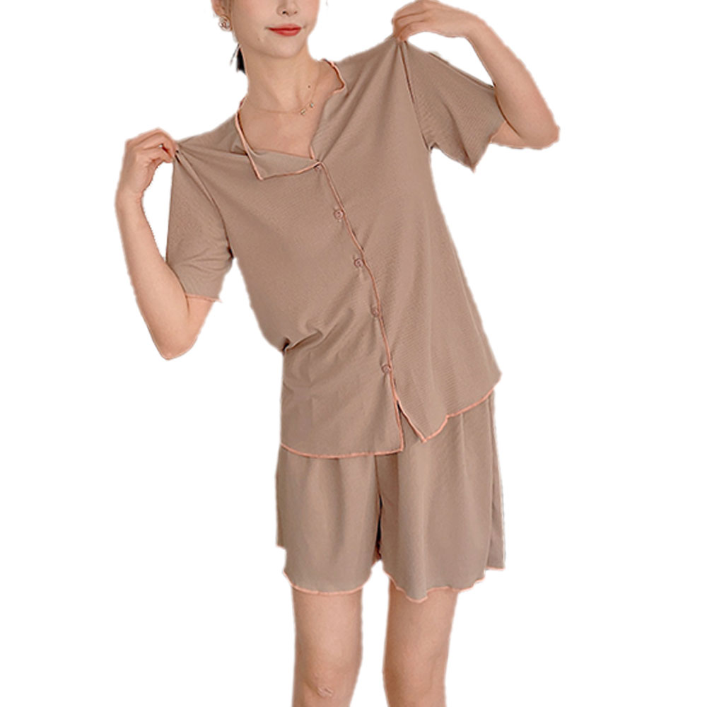 パジャマ 半袖 5色レディース かわいい 上下セット 無地 ショート丈 ルームウエア 部屋着 2点セット ナイトウェア 大人可愛い 上品 ch2044 |  | 02