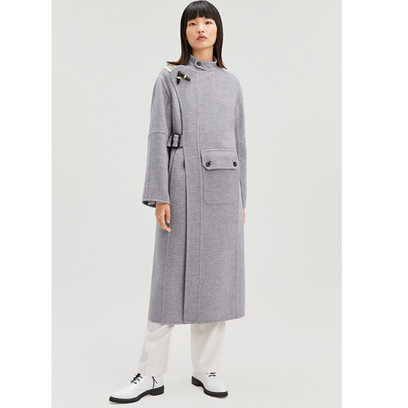 レディース コート ロング丈 ウール アウター カジュアル グレー 通勤 羽織 秋冬 ch2054 |  | 01