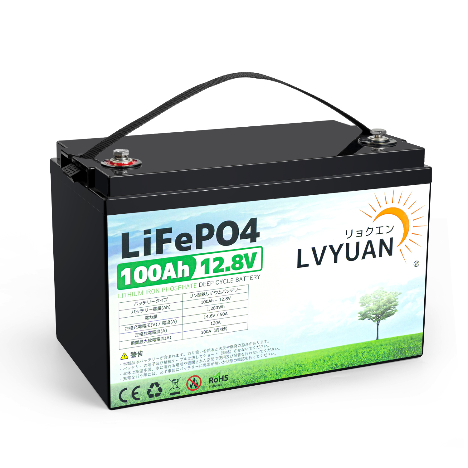 LVYUAN LiFePO4（リン酸鉄リチウム）電池 リチウムイオンバッテリー 12V 100AH 1280Wh 「5年保証」｜shoryu-store｜02