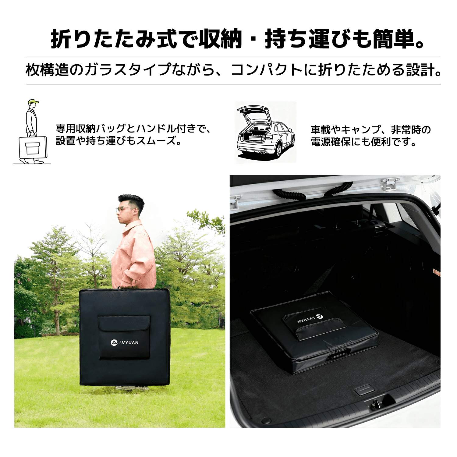LVYUAN 軽量 300W/400W 単結晶 ガラスソーラーパネル 太陽光パネル