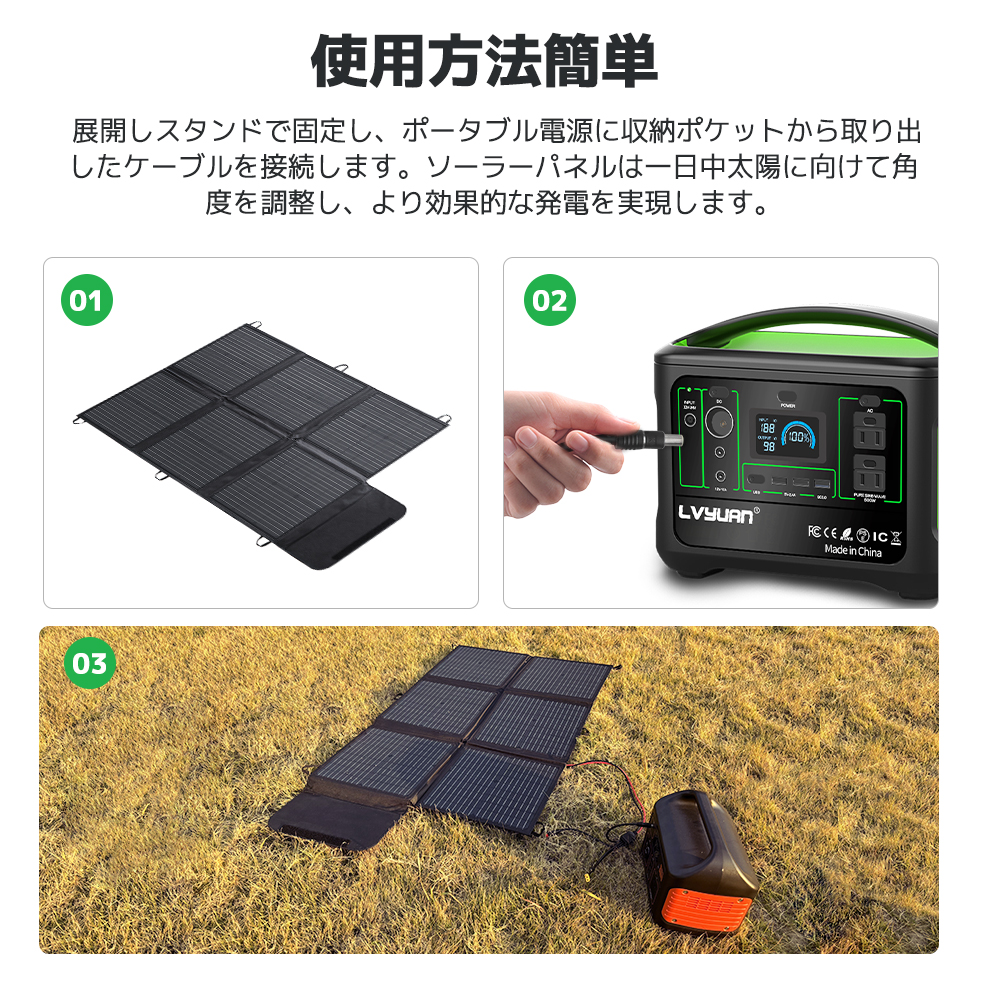 【日本企業による安心のサポート体制】 ソーラーパネル ポータブル電源用 120Ｗ 折りたたみ式ソーラーチャージャー ソーラーコントローラ