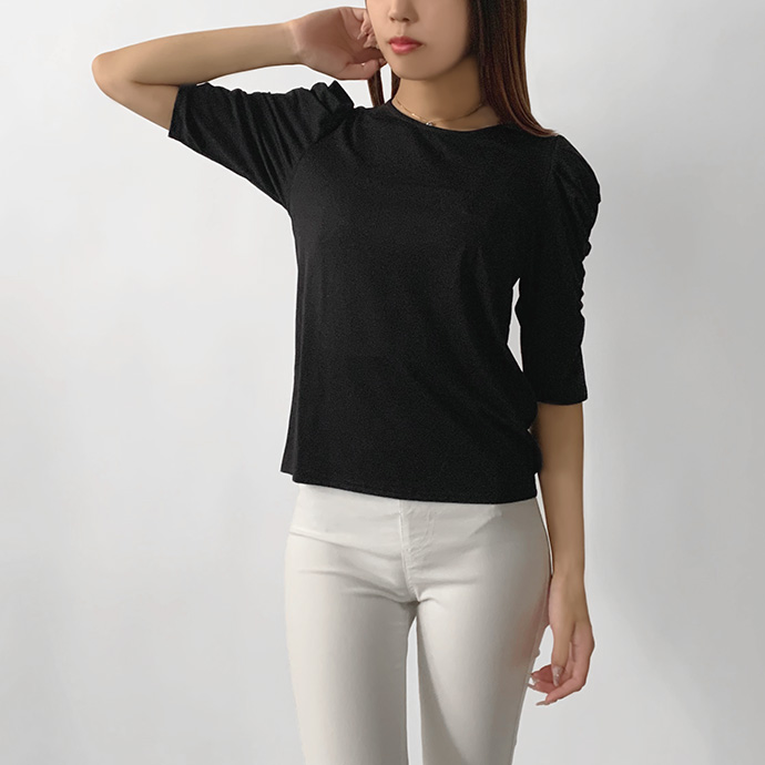 カットソー トップス 五分袖 パワーショルダー 接触冷感 ひんやり クルーネック 5分袖 キレイめ 楽ちん |  | 01