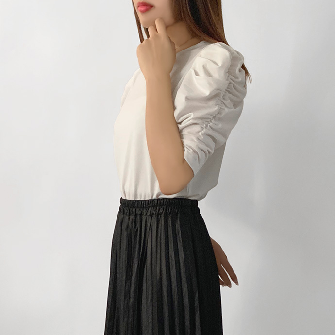 カットソー トップス 五分袖 パワーショルダー 接触冷感 ひんやり クルーネック 5分袖 キレイめ 楽ちん |  | 03