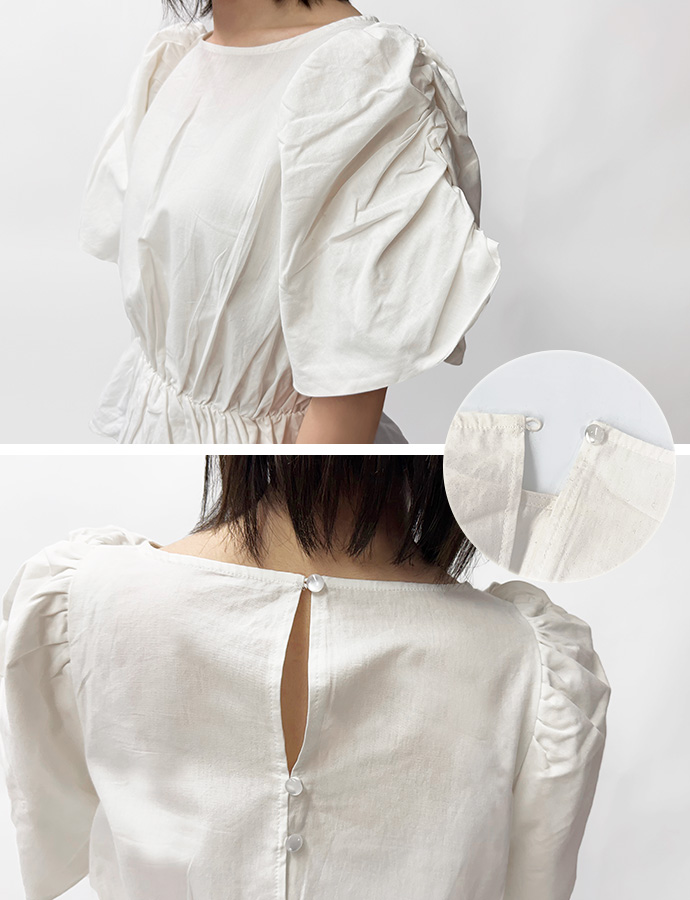 ブラウス カットソー トップス ギャザースリーブ フレンチスリーブ ペプラム 綿100% コットン ボートネック 体型カバー レディース 送料無料 |  | 17
