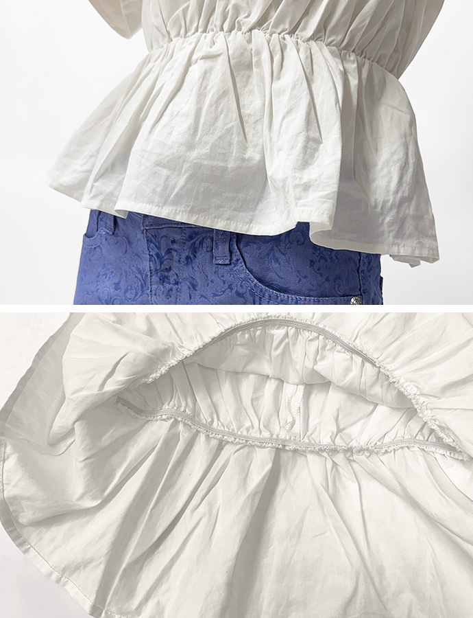 ブラウス カットソー トップス ギャザースリーブ フレンチスリーブ ペプラム 綿100% コットン ボートネック 体型カバー レディース 送料無料 |  | 18