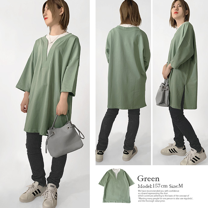 カットソー チュニック トップス プルオーバー フェイクレイヤード 重ね着風 ミニ裏毛 レディース 送料無料 |  | 15