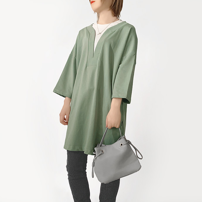 カットソー チュニック トップス プルオーバー フェイクレイヤード 重ね着風 ミニ裏毛 レディース 送料無料 |  | 03