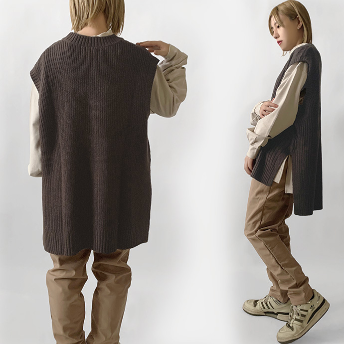 ベスト ニットベスト ノースリーブ ケーブル編み リブ編み セーター 重ね着 レイヤード クルーネック ゆったり レディース 値下げ 送料無料 |  | 15