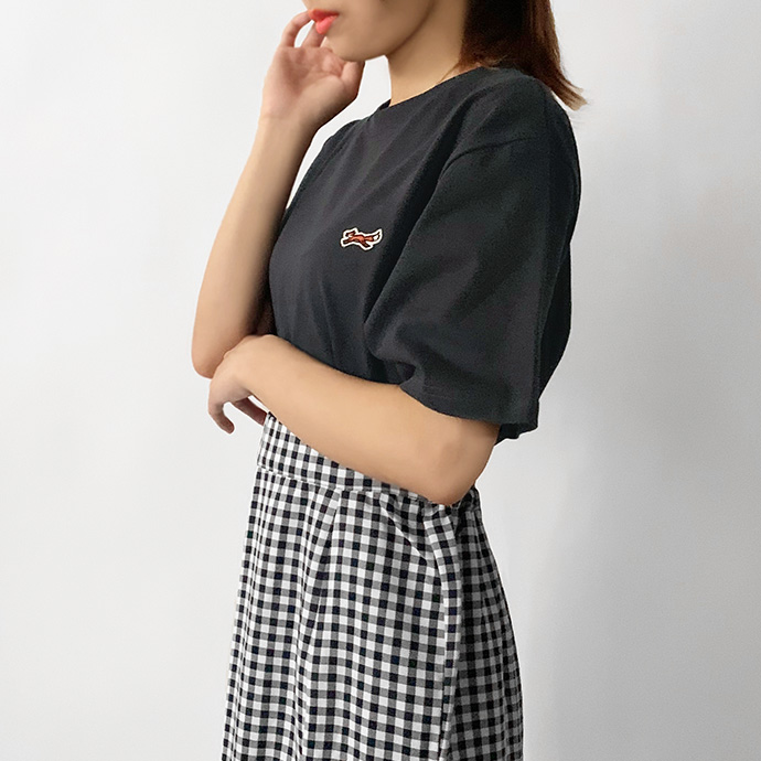 Tシャツ トップス レディース 半袖 コットン 天竺 ワッペン 刺繍 キツネ ライオン ペンギン オーバーサイズ ユニセックス 男女兼用 送料無料 |  | 04