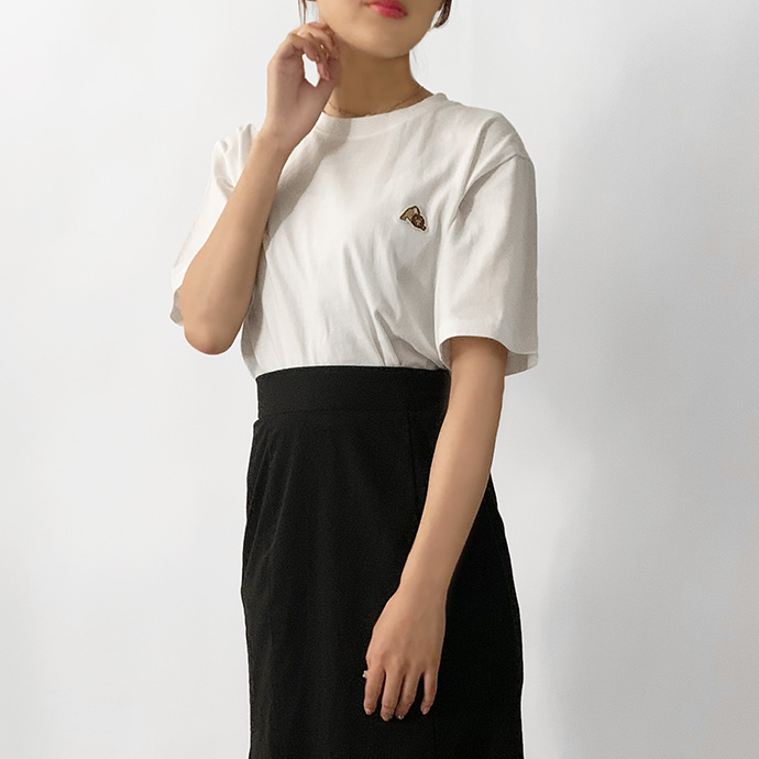 Tシャツ トップス レディース 半袖 コットン 天竺 ワッペン 刺繍 キツネ ライオン ペンギン オーバーサイズ ユニセックス 男女兼用 送料無料 |  | 06