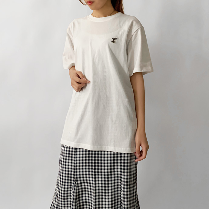 Tシャツ トップス レディース 半袖 コットン 天竺 ワッペン 刺繍 キツネ ライオン ペンギン オーバーサイズ ユニセックス 男女兼用 送料無料 |  | 09