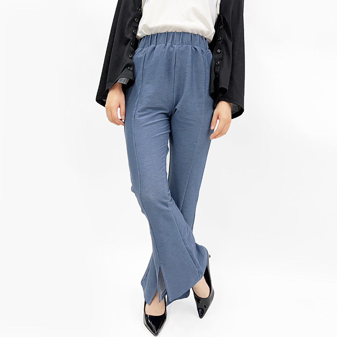 タイムセール フレアパンツ レギンス パンツ センタースリット センタープレス 薄手 デニム風 ウエストゴム ストレッチ 伸縮性 ボトムス レディース 送料無料 |  | 01