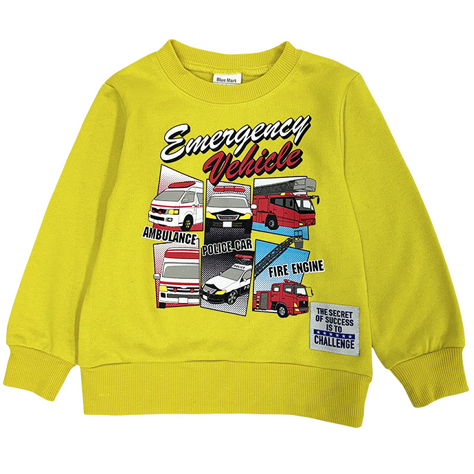 タイムセール トレーナー スウェット プルオーバー 長袖 トップス 裏毛 車 緊急車両 救急車 パトカー 消防車 アソート 子供服 キッズ 男の子 男児 送料無料 |  | 07