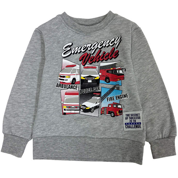 タイムセール トレーナー スウェット プルオーバー 長袖 トップス 裏毛 車 緊急車両 救急車 パトカー 消防車 アソート 子供服 キッズ 男の子 男児 送料無料 |  | 08