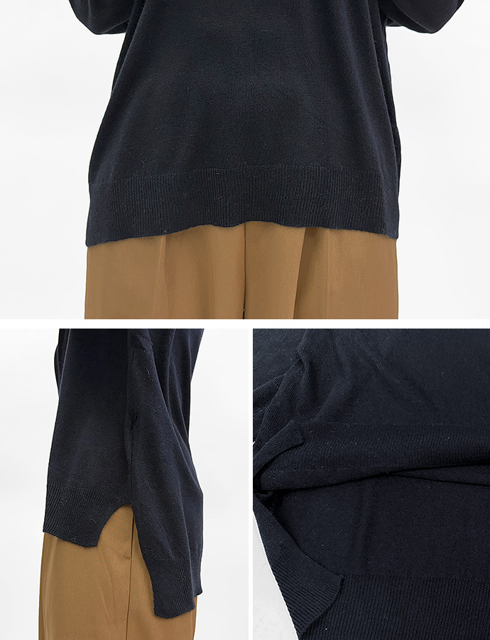 タイムセール ニット セーター トップス プルオーバー インナー 前後Vネック 長袖 滑らか スリット 無地 オフィス 仕事 カジュアル レディース 送料無料 |  | 20