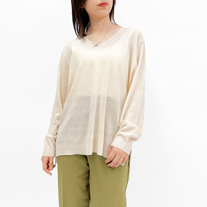 タイムセール ニット セーター トップス プルオーバー インナー 前後Vネック 長袖 滑らか スリット 無地 オフィス 仕事 カジュアル レディース 送料無料 |  | 01