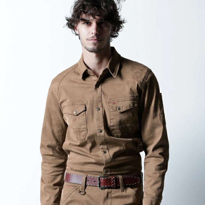 ワークウェア シャツ 作業服 作業着 デニム アイズフロンティア ストレッチ 3Dカッティング 長袖 7251 送料無料 | I'Z FRONTIER | 01