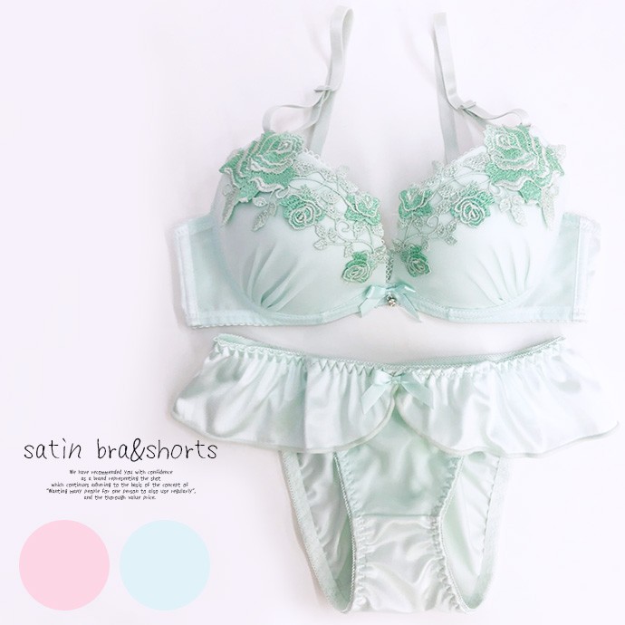 ブラジャー ブラショー 盛りブラ 盛り 谷間 ショーツ セット サテン