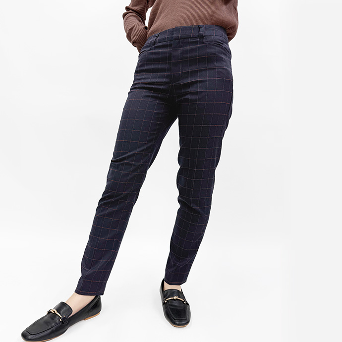 テーパードパンツ チェックパンツ スラックス ボトムス レディース アジャスター ボタン フック ストレッチ 伸縮性 ウインドーペーン 送料無料 |  | 02