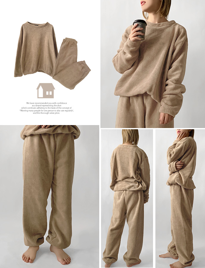 セットアップ 上下組 上下セット 部屋着 ルームウェア パジャマ トレーナー トップス パンツ おうち時間 ボア ウエストゴム 防寒 送料無料 |  | 13