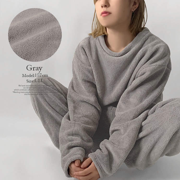 セットアップ 上下組 上下セット 部屋着 ルームウェア パジャマ トレーナー トップス パンツ おうち時間 ボア ウエストゴム 防寒 送料無料 |  | 17