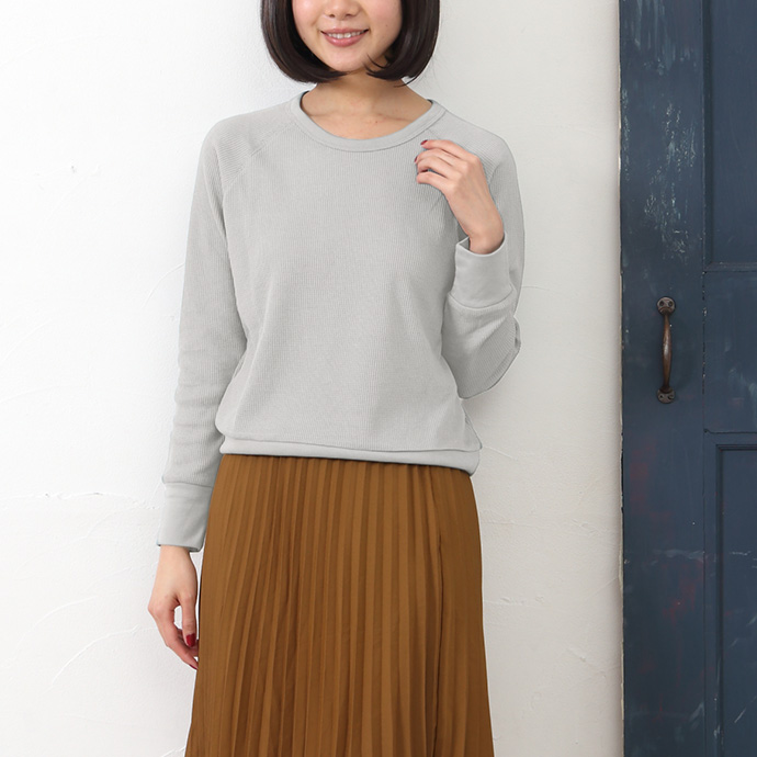 カットソー Tシャツ トップス レディース クルーネック Uネック 長袖 ワッフル ショート丈 無地 シンプル 通気性 (メ) 値下げ |  | 02